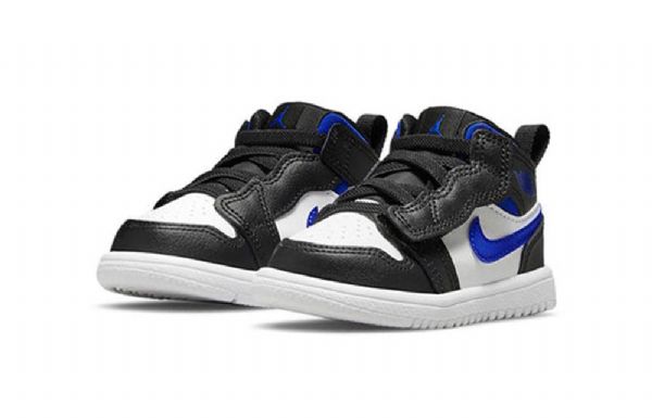Nike Air Jordan 1 Mid Tops Alt Td Sko Barn Svarte Blå Hvite