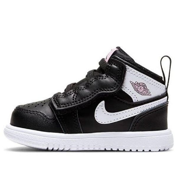 Nike Air Jordan 1 Mid Tops Alt Td Sko Barn Svarte Hvite