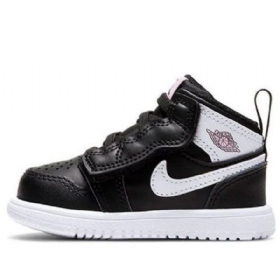 Nike Air Jordan 1 Mid Tops Alt Td Sko Barn Svarte Hvite