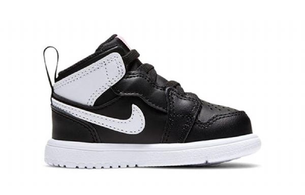 Nike Air Jordan 1 Mid Tops Alt Td Sko Barn Svarte Hvite
