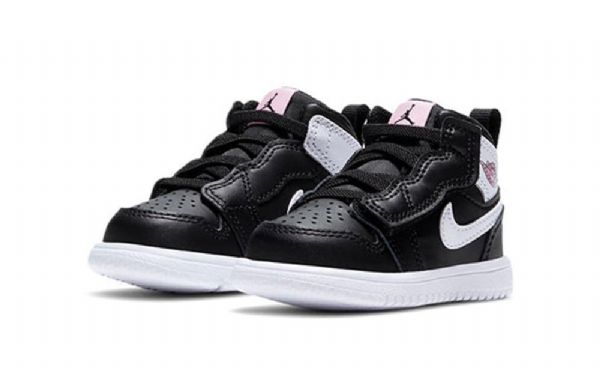 Nike Air Jordan 1 Mid Tops Alt Td Sko Barn Svarte Hvite