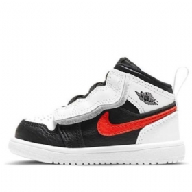 Nike Air Jordan 1 Mid Tops Alt Td Sko Barn Svarte Hvite