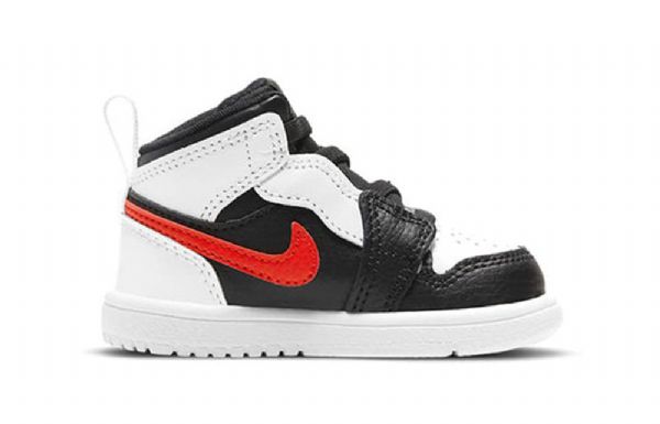 Nike Air Jordan 1 Mid Tops Alt Td Sko Barn Svarte Hvite