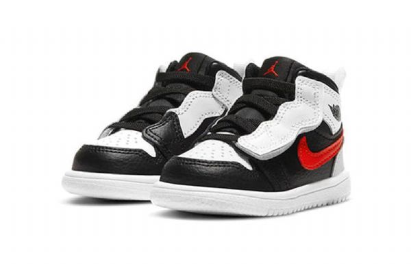 Nike Air Jordan 1 Mid Tops Alt Td Sko Barn Svarte Hvite