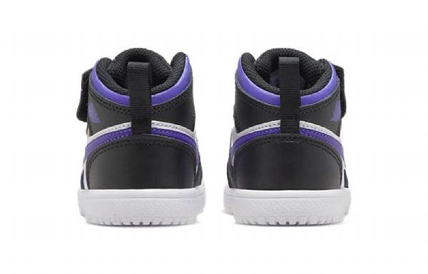 Nike Air Jordan 1 Mid Tops Alt Td Sko Barn Svarte Hvite Lilla