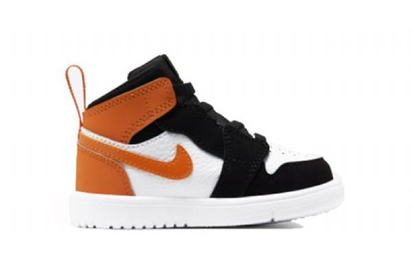 Nike Air Jordan 1 Mid Tops Alt Td Sko Barn Svarte Oransje