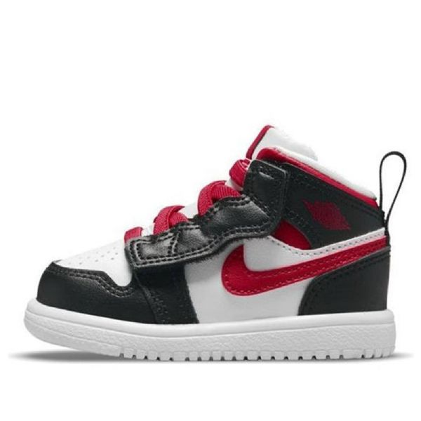 Nike Air Jordan 1 Mid Tops Alt Td Sko Barn Svarte Rød