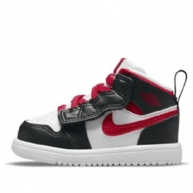 Nike Air Jordan 1 Mid Tops Alt Td Sko Barn Svarte Rød
