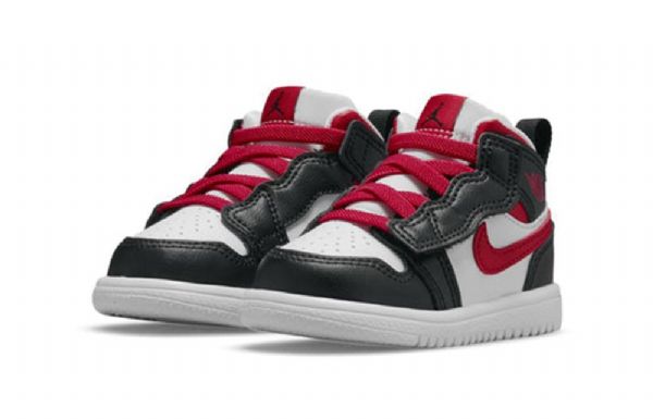 Nike Air Jordan 1 Mid Tops Alt Td Sko Barn Svarte Rød