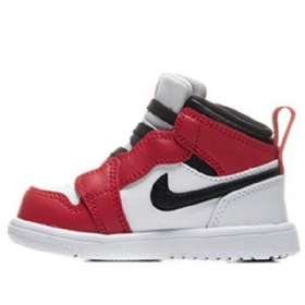 Nike Air Jordan 1 Mid Tops Alt Td Sko Barn Svarte Rød Hvite