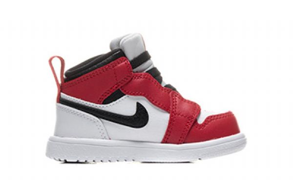 Nike Air Jordan 1 Mid Tops Alt Td Sko Barn Svarte Rød Hvite