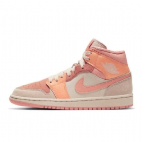 Nike Air Jordan 1 Mid Tops Apricot Sko Dame Oransje