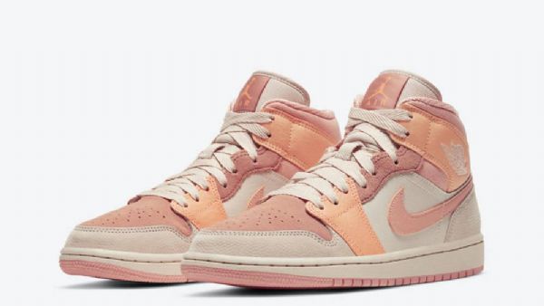 Nike Air Jordan 1 Mid Tops Apricot Sko Herre Oransje