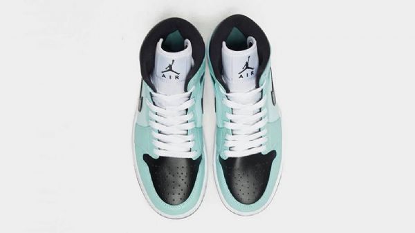 Nike Air Jordan 1 Mid Tops Aqua Tint Sko Herre Blå