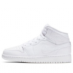 Nike Air Jordan 1 Mid Tops Bg Retro Basketball Shoes Herre Hvite