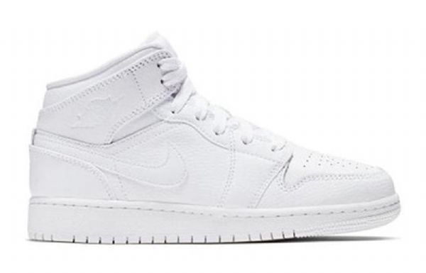 Nike Air Jordan 1 Mid Tops Bg Retro Basketball Shoes Herre Hvite