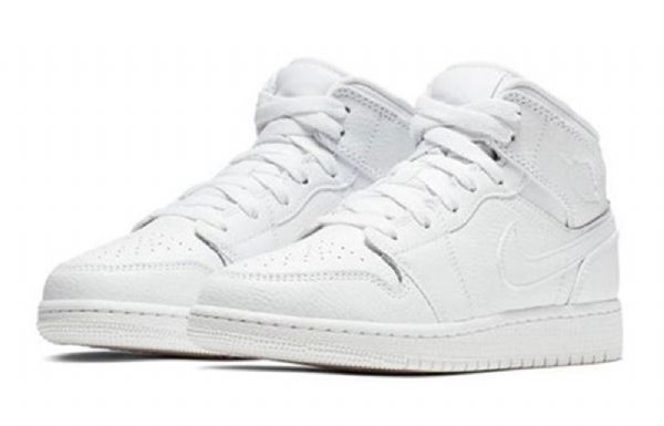 Nike Air Jordan 1 Mid Tops Bg Retro Basketball Shoes Herre Hvite
