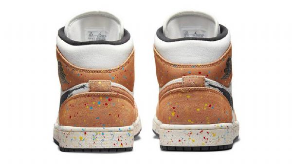 Nike Air Jordan 1 Mid Tops Brushstroke Sko Herre Korall Grå