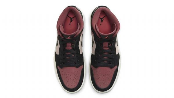 Nike Air Jordan 1 Mid Tops Canyon Rust Sko Herre Svarte Burgunder
