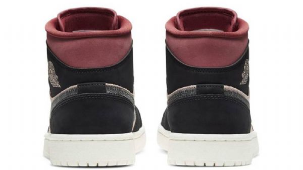 Nike Air Jordan 1 Mid Tops Canyon Rust Sko Herre Svarte Burgunder