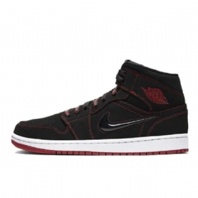 Nike Air Jordan 1 Mid Tops Come Fly With Me Sko Herre Svarte