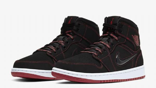Nike Air Jordan 1 Mid Tops Come Fly With Me Sko Herre Svarte