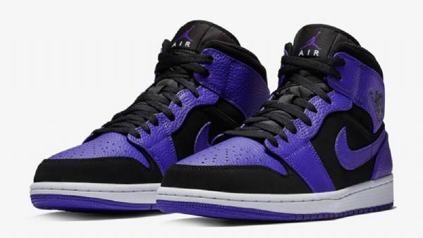 Nike Air Jordan 1 Mid Tops Concord Sko Herre Lilla Svarte