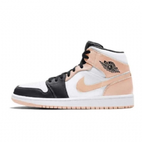 Nike Air Jordan 1 Mid Tops Crimson Tint Sko Dame Korall Svarte