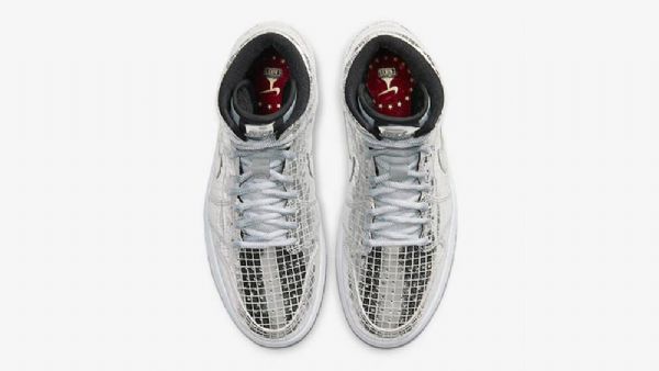 Nike Air Jordan 1 Mid Tops Disco Ball Sko Herre Sølv
