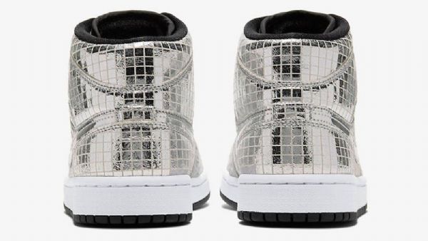 Nike Air Jordan 1 Mid Tops Disco Ball Sko Herre Sølv