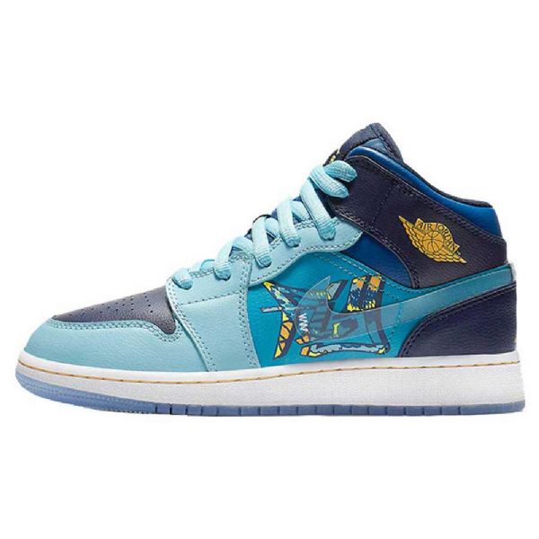 Nike Air Jordan 1 Mid Tops Fly Sko Herre Blå