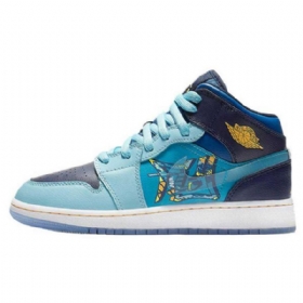 Nike Air Jordan 1 Mid Tops Fly Sko Herre Blå