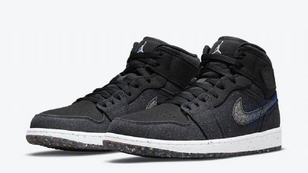 Nike Air Jordan 1 Mid Tops Foam Sko Herre Svarte
