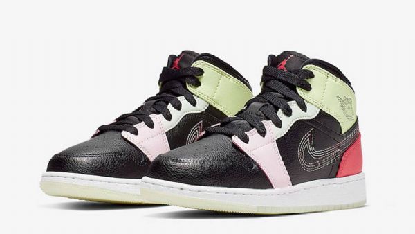 Nike Air Jordan 1 Mid Tops Glow In The Gs Sko Herre Multicolor