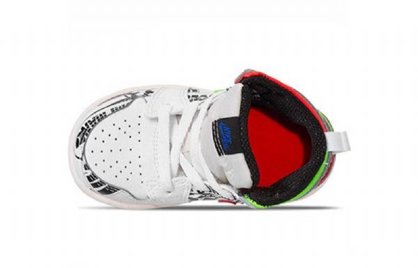 Nike Air Jordan 1 Mid Tops Graffiti Td Sko Barn Hvite