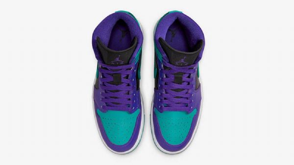 Nike Air Jordan 1 Mid Tops Grape Sko Dame Svarte Grønn