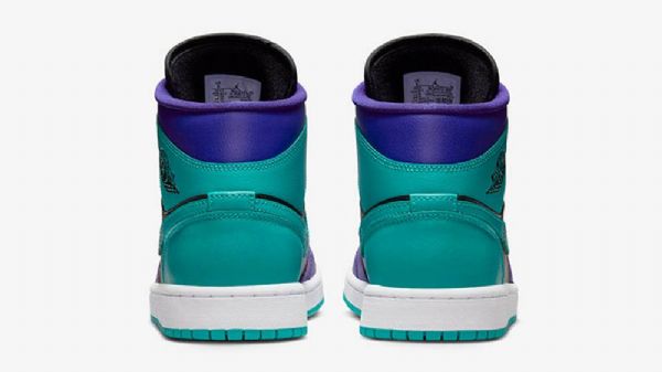 Nike Air Jordan 1 Mid Tops Grape Sko Dame Svarte Grønn