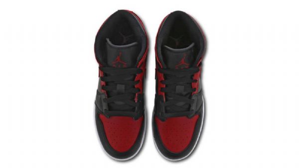 Nike Air Jordan 1 Mid Tops Gs Banned Sko Herre Svarte Rød