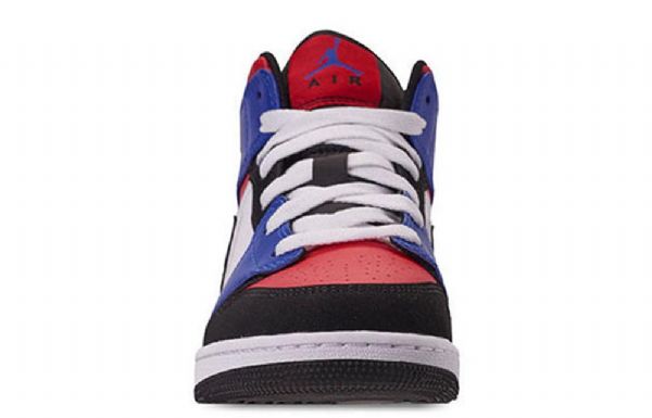 Nike Air Jordan 1 Mid Tops Gs Basketsko Herre Blå Rød Hvite