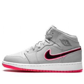Nike Air Jordan 1 Mid Tops Gs Basketsko Herre Grå Rosa