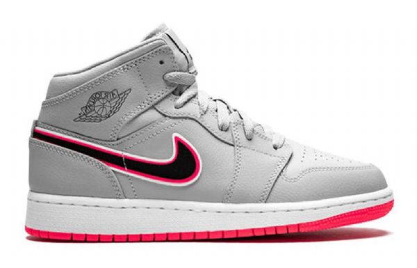 Nike Air Jordan 1 Mid Tops Gs Basketsko Herre Grå Rosa