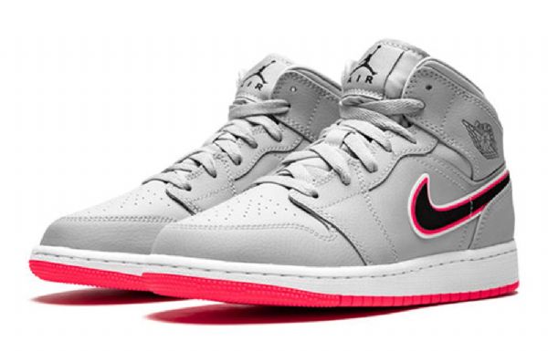 Nike Air Jordan 1 Mid Tops Gs Basketsko Herre Grå Rosa