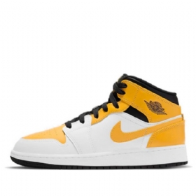 Nike Air Jordan 1 Mid Tops Gs Basketsko Herre Gull