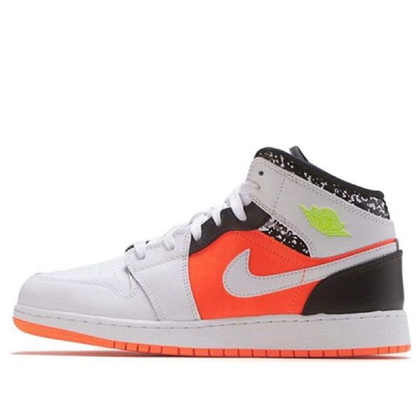 Nike Air Jordan 1 Mid Tops Gs Basketsko Herre Hvite