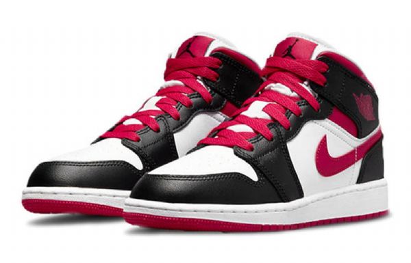 Nike Air Jordan 1 Mid Tops Gs Basketsko Herre Hvite