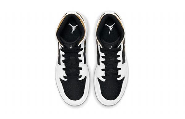Nike Air Jordan 1 Mid Tops Gs Basketsko Herre Hvite Gull