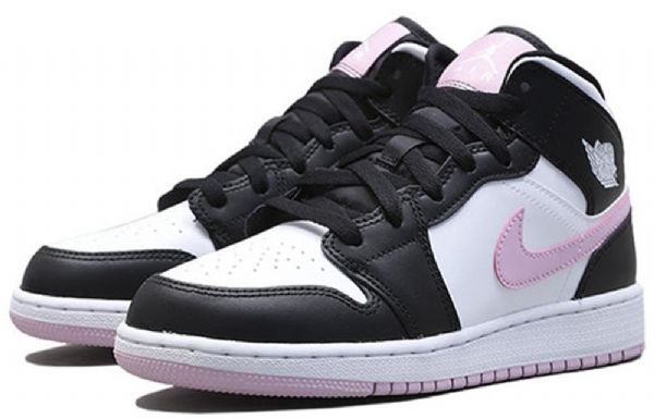 Nike Air Jordan 1 Mid Tops Gs Basketsko Herre Hvite Lyse Rosa
