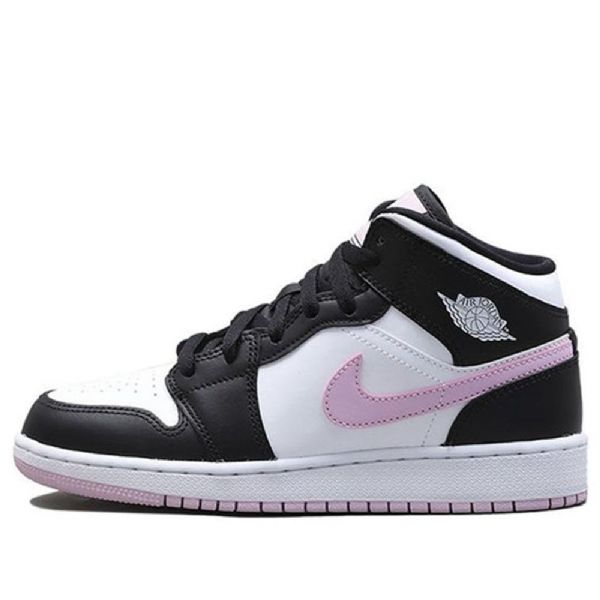 Nike Air Jordan 1 Mid Tops Gs Basketsko Herre Hvite Lyse Rosa