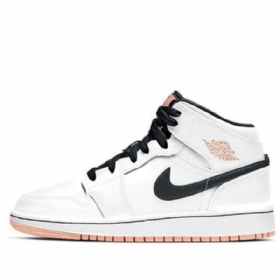 Nike Air Jordan 1 Mid Tops Gs Basketsko Herre Hvite Oransje