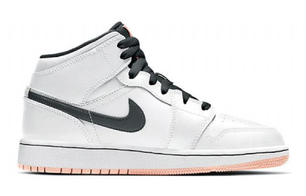 Nike Air Jordan 1 Mid Tops Gs Basketsko Herre Hvite Oransje